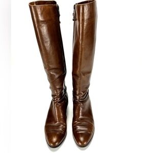 Salvatore Ferragamo vintage riding boots brown hand-signed 8 B VGUC